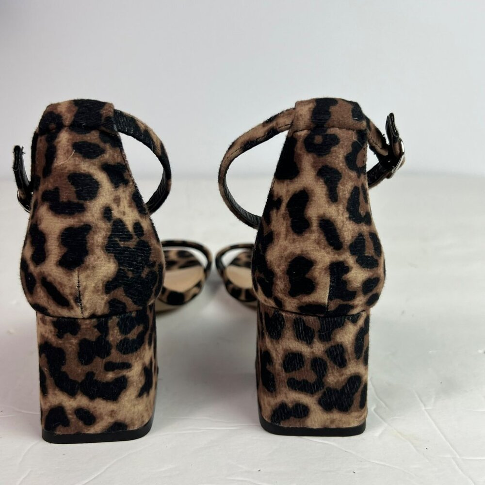 🟣 Steve Madden Size 6.5 Maria Leopard Ankle Strap Open Toe Block Heel Sandals - Picture 4 of 9